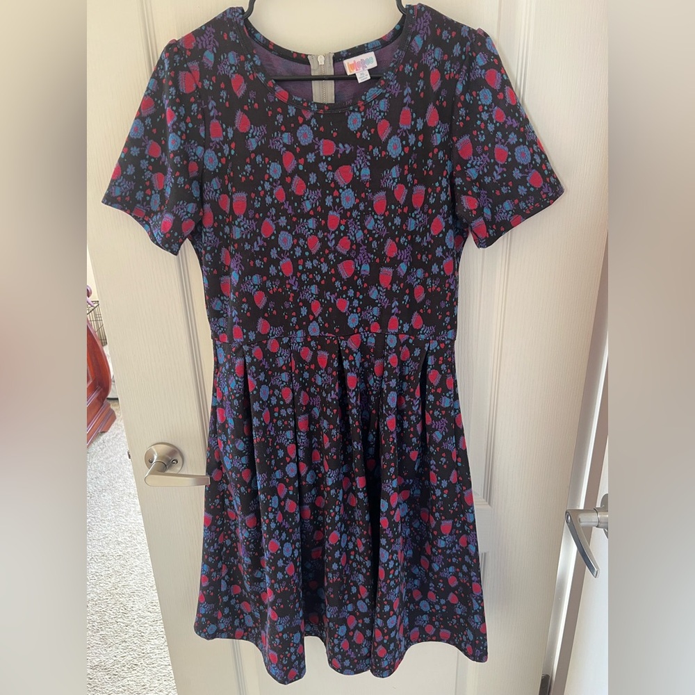 LuLaRoe Amelia Pleated Dress XL Cottage Core Minimalist Artsy Lagenlook